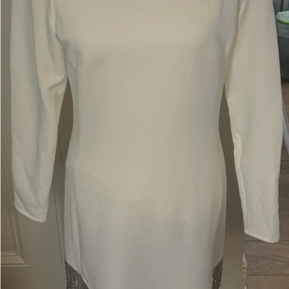Gianni Bini Cream Sheath Midi Dress Long Sleeve Mock Neck - Picture 9 of 9